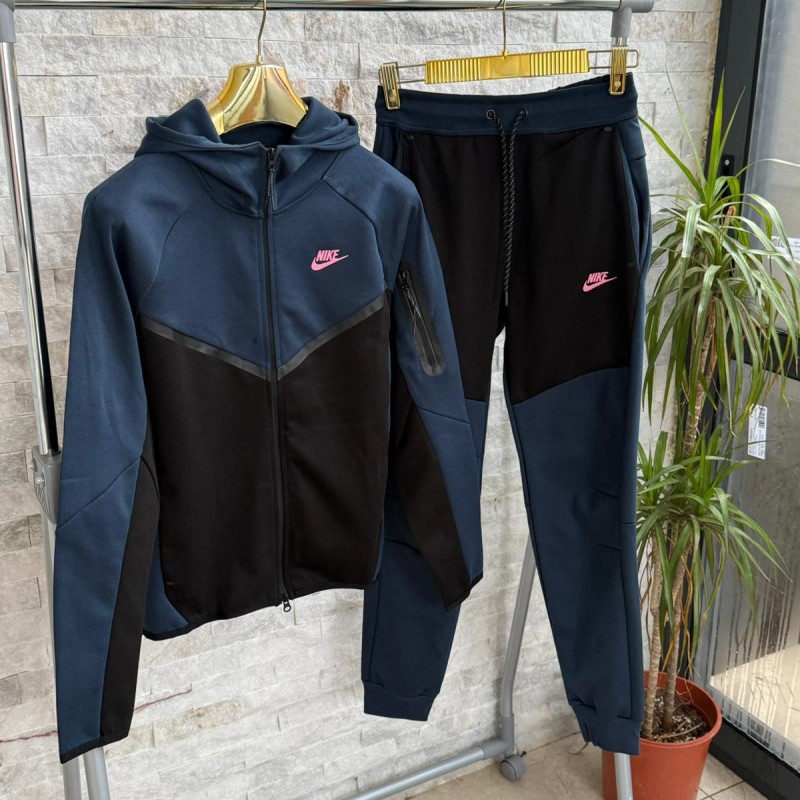 Trening Nk Tch Fleece - Navy Blue Pink logo